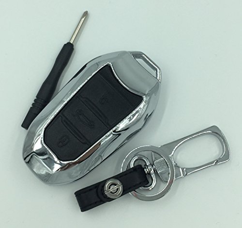 Citroen & Peugeot accessori auto styling in lega di zinco e portachiavi in vera pelle pieghevole Smart Key case in piega Keychain Peugeot 308S 2008 508 208 3008 4008 407 408 Citroen C5 C6 C4L cactus C3 x R, Key Model B Black