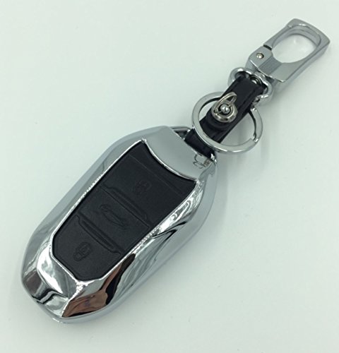 Citroen & Peugeot accessori auto styling in lega di zinco e portachiavi in vera pelle pieghevole Smart Key case in piega Keychain Peugeot 308S 2008 508 208 3008 4008 407 408 Citroen C5 C6 C4L cactus C3 x R, Key Model B Black