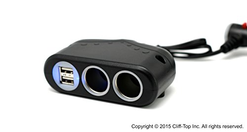 Cliff-Top® 12-24V 3.3 Amp MULTI-PRESA Caricabatteria Per Auto - (2 porte USB + 2 prese di sigaretta)