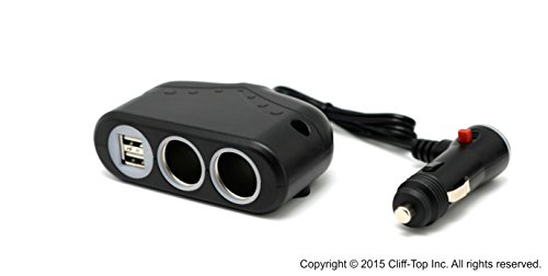 Cliff-Top® 12-24V 3.3 Amp MULTI-PRESA Caricabatteria Per Auto - (2 porte USB + 2 prese di sigaretta)
