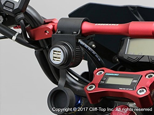 Cliff-Top® Caricatore di potere 3.3 Amp universale del motociclo USB - per il GPS, navigatore satellitare, e Smart Phone, ecc