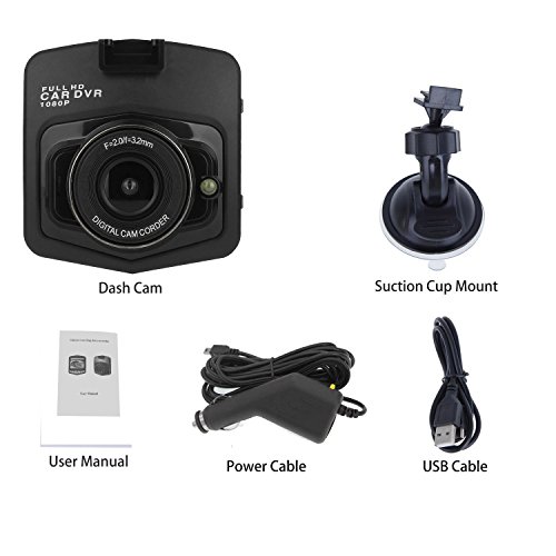 Clkjcar LCD Full HD 1080p Dash Cam video digitale DVR guida registratore scatola nera videocamera veicolo, integrato G-Sensor, registrazione in loop, comando monitor, rilevazione di movimento (nero)