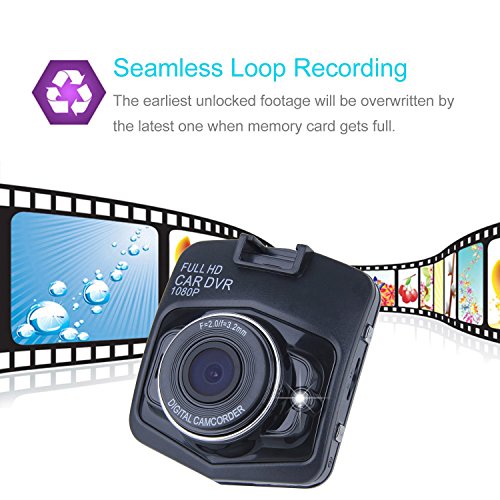 Clkjcar LCD Full HD 1080p Dash Cam video digitale DVR guida registratore scatola nera videocamera veicolo, integrato G-Sensor, registrazione in loop, comando monitor, rilevazione di movimento (nero)