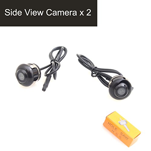 Cocar Auto Telecamera Lato Vista con Angolo di Visuale di 360 Gradi, Immagine Speculare Senza Griglia Lines, 22.5mm Hole Saw - Confezione da 2