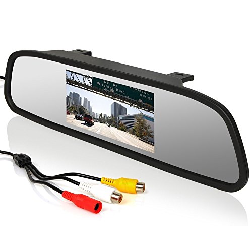 Cocar Auto Wireless Schermo a Specchio da 4.3" inch HD TFT LCD Monitor + Universale Montaggio a Vite Telecamera Retromarcia IR Visione Notturna(Parcheggio Posteriore Retromarcia Sistema di Assistenza Kit)