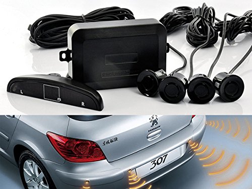 Cocar Sensore di Parcheggio Kit Desplay LED Acustico Auto Reverse Backup di Sistema + 4 Sensori(argento)