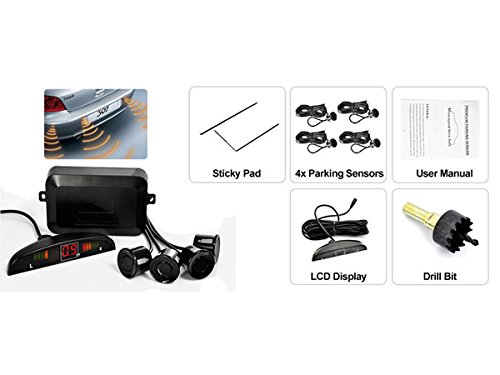 Cocar Sensore di Parcheggio Kit Desplay LED Acustico Auto Reverse Backup di Sistema + 4 Sensori(argento)