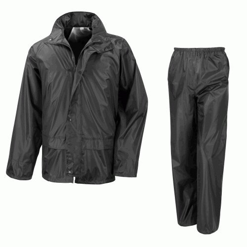 Completo a 2 pezzi di giacca e pantaloni impermeabili da moto, colore nero