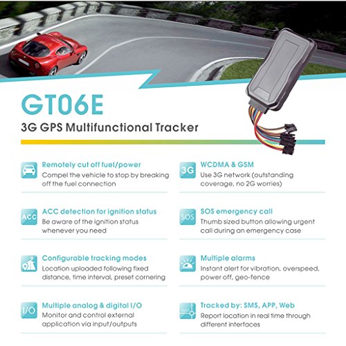 Concox 3 G GPS Tracker per auto/camion/Moto GT06E con sensore di accelerazione e chiamata di emergenza SOS
