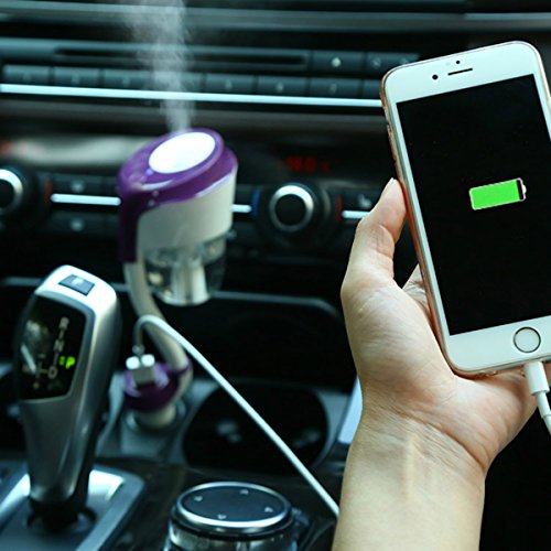 Conmdex umidificatore diffusore vapore con porta caricatore per auto New Gen 2 in 1 splitter aromaterapia olio essenziale rinfrescare accendisigari USB adattatore di ricarica per iPhone 6S iPad Samsung etc.