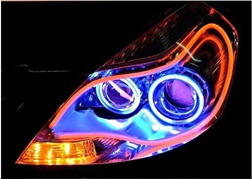 Coppia di luci diurne, tubolari e flessibili, per auto, di 60 cm, colore: bianco/ambra, per indicatori di direzione e luci di stazionamento