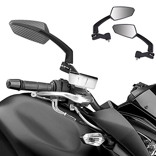 Coppia universale di specchietti retrovisori per moto, bici e scooter, con filettatura di 10 mm e 8 mm, con attacco al manubrio e snodo regolabile a 360 gradi