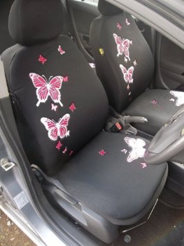 Copri sedili da auto Nissan Qashqai, con farfalle rosa 3D, set completo