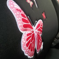Copri sedili da auto Nissan Qashqai, con farfalle rosa 3D, set completo