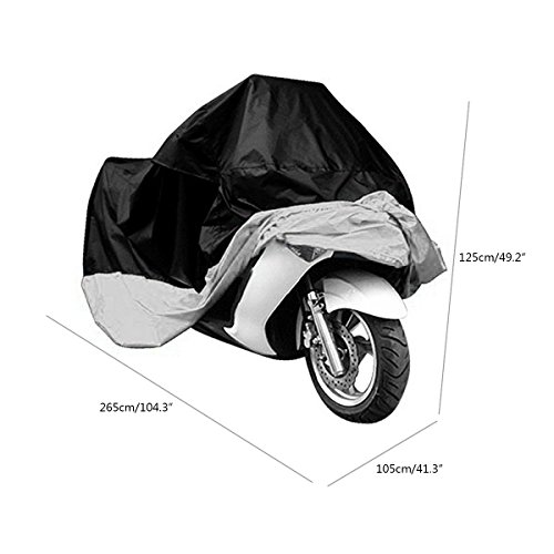coprimoto impermeabile da Leaningtech | Large Motocycle copertura antipioggia coprisedili copri moto, heavy duty Outdoor all Weather Protection, XXL/XXXL colore selezionabile, sliver & black