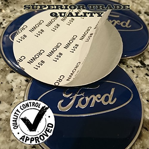 Coprimozzo di ricambio, con logo adesivo Ford, in resina epossidica di alta qualità, da 65 mm, per cerchi in lega, confezione da 4