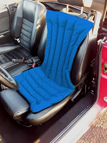 COPRISEDILE -Blu- Per Schienale Sedile Auto Macchina Camion in Pula di Farro con Effetto Massaggiante, Antisudore, Ideale Contro il Sudore, Antistress
