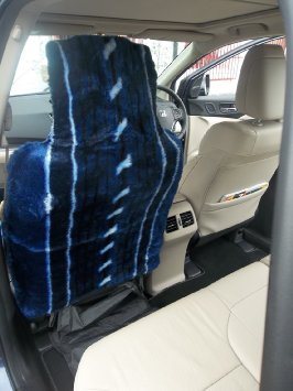 Coprisedili auto per Toyota Aygo in pelliccia a righe blu scuro solo 2 anteriori