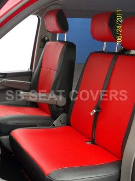 Coprisedili per VW Transporter T4 Van su misura in similpelle rossi