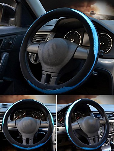 Coprivolante per auto Fibra di carbonio nuova vettura volante copertura universale quattro insiemi di sudore estivo assorbente, QIAO , Black Blue , 36cm