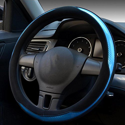 Coprivolante per auto Fibra di carbonio nuova vettura volante copertura universale quattro insiemi di sudore estivo assorbente, QIAO , Black Blue , 36cm