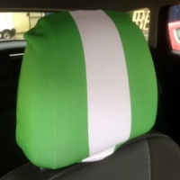 Cover per poggiatesta auto con bandiera Nigeria realizzato in Yorkshire (2 pezzi)