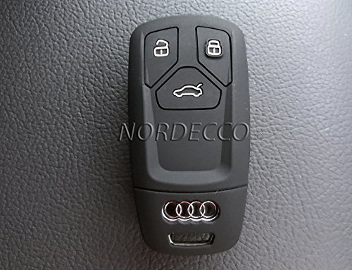 Cover protettiva in silicone di alta qualità, 3 tasti, per Audi con sistema keyless, colore nero