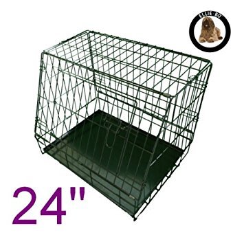 Crate Ellie-Bo inclinato cucciolo gabbia pieghevole cane con non-Chew vassoio di metallo con inclinato anteriore per auto, media, da 30 pollici, il nero