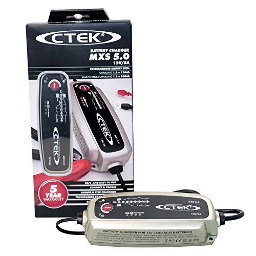 CTEK MXS 5.0 Caricabatterie automatico (Carica, Mantiene e Ripristina Batterie da Auto e Moto) 12V, 5 Amp. – Presa Europea