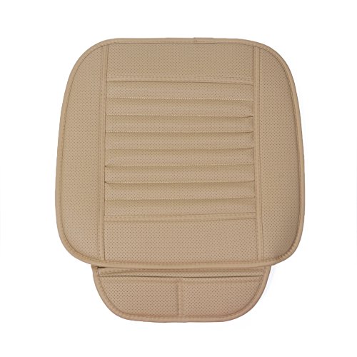 Cuscino sedile auto Cuoio respirabile in cuoio e coperchio in carbone di bambù per auto coperchio auto coperchio sedile auto (Beige)