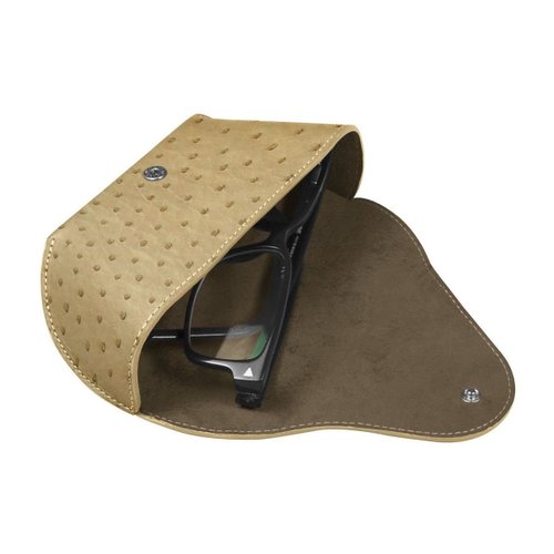Custodia da cintura per occhiali semirigida - Vero cuoio di struzzo - Pelle