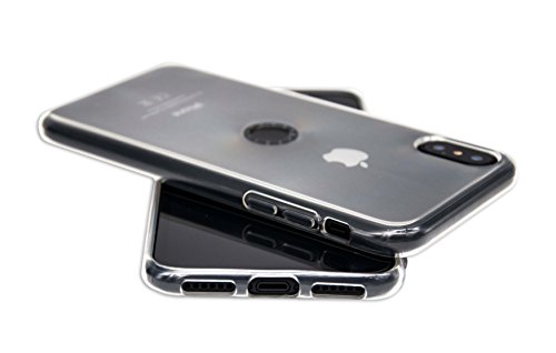 Custodia in silicone trasparente per iPhone X - Con supporto magnetico per auto, include clip magnetica per griglie auto e pulsante adesivo magnetico per superfici piane