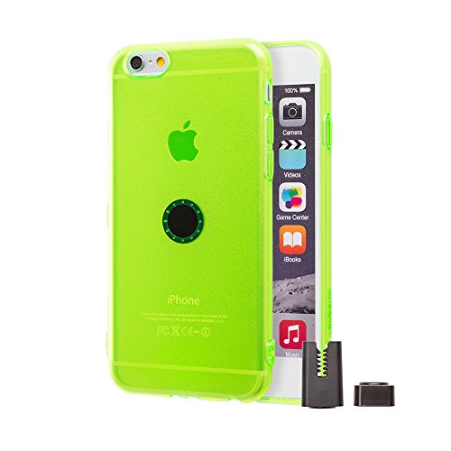 Custodia iPhone 6/6S con supporto magnetico per auto – Verde trasparente, con clip magnetica per auto e bottone magnetico per superfici piatte