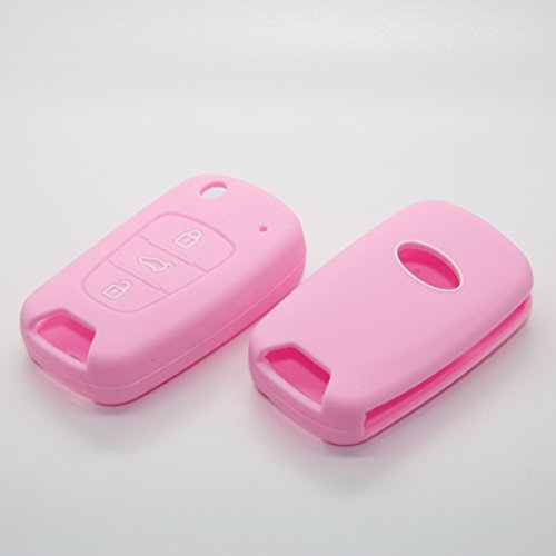 Custodia protettiva in silicone, per chiave di automobile, per Hyundai, 2x rosa, Hyundai i 30