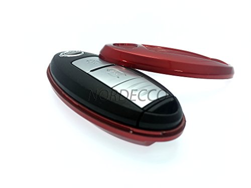 Custodia rigida lucida per smart key a 2 o 3 pulsanti per Nissan Qashqai, Juke, Alitima e Nismo (rossa)