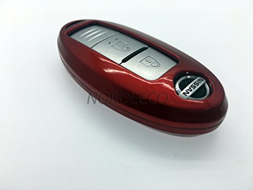 Custodia rigida lucida per smart key a 2 o 3 pulsanti per Nissan Qashqai, Juke, Alitima e Nismo (rossa)
