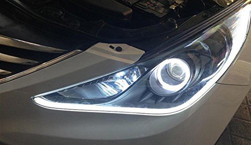 Cuzile, coppia di strisce a LED luminosi per auto, doppio colore bianco-arancione, 60 cm