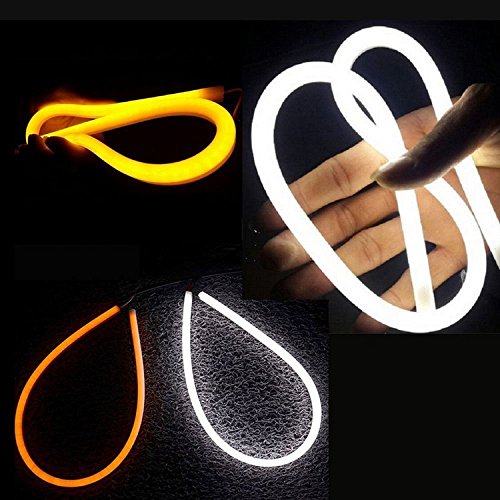 Cuzile, coppia di strisce a LED luminosi per auto, doppio colore bianco-arancione, 60 cm