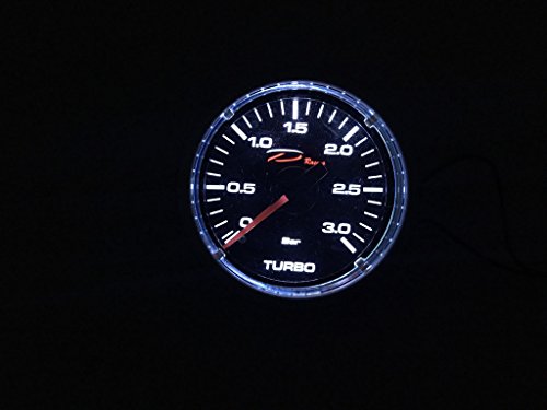 D Racing, manometro turbo meccanico, 52 mm, 3 bar, a LED bianco
