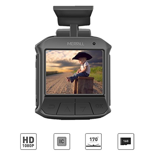 Dash Cam Telecamera per Auto con il GPS, MERRILL 2.4 "LCD Full HD 1080P 150 ° lente Auto DVR Camera Recorder con Rilevatore di Movimento, registrazione del ciclo, G-sensor per il Real Time Video Share, 16G SD Card, CR2000