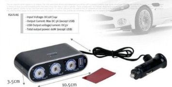 DC 12V/24V USB 3 spina accendisigari in automobile con Socket Splitter con luce LED