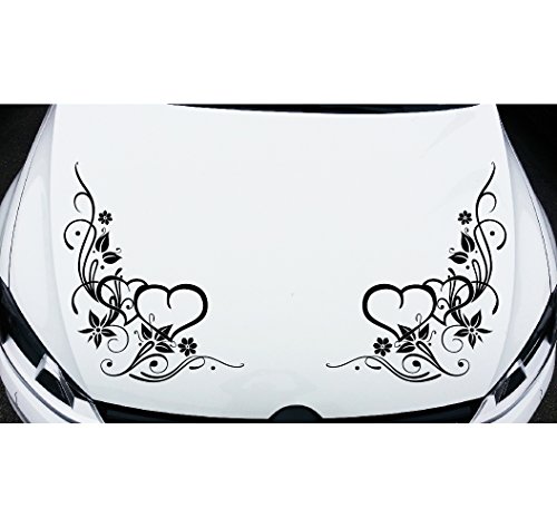 DD Dotzler Design 09102013 - Adesivi per auto a forma di farfalla e filare di fiori, per cofano, lunotto o finestrini laterali, misure: circa 59 x 54 cm