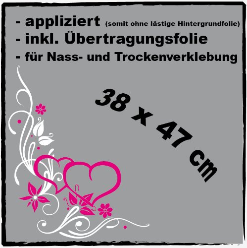 DD dotzler Design – 300314 Fiore di vite doppio cuore – 38 x 47 cm – Bianco Rosa – Adesivo per auto Car vinile