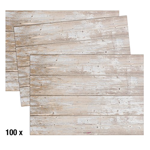 detailverliebt - Set di tovagliette in carta effetto "legno chiaro, "look usato", stile "shabby chic", in formato DIN A3, dv_ 121 – Ideale come base per piatti, posate e bicchieri