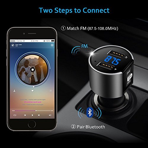 Digou Bluetooth trasmettitore FM, lettore MP3 ricevitore radio wireless Bluetooth Car kit da auto compatibile con doppia porta USB caricabatteria da auto 5 V/3.4 a per iPhone//8 x 7PLUS/7/6/5s, Samsung, ecc.
