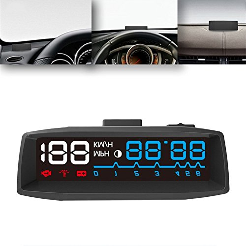 Display HUD Head-up per auto Universal Auto Digital Tachimetro auto e visualizzazione del tempo Veicoli Sistema di allarme tensione e velocità eccessiva