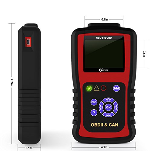 Dispositivo di scansione per codici di guasto auto OBD-II, OBD2 (EOBD e CAN-bus), con funzione di ripristino della spia motore, con pulsante I/M Readiness, modello: KC301