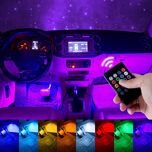 DITRIO 4 × 12 LED Auto Interni Luce al Neon di Strisce Multicolori per L