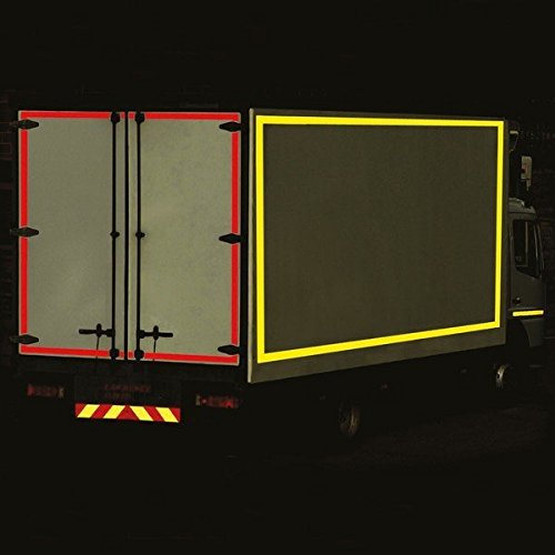 DOBO® Nastro Adesivo riflettente rifrangente catarifrangente riflette la luce diretta ottimo per segnalazione camion auto cancelli e bordi rigidi - 25 metri (Giallo )