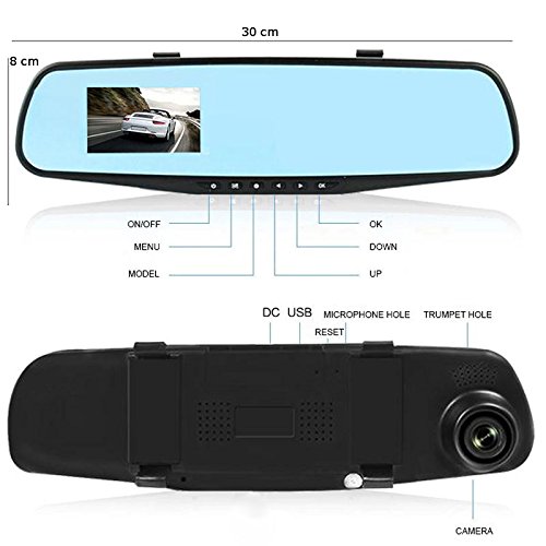 DOBO® Specchietto retrovisore con telecamera scatola nera registrazione auto schermo